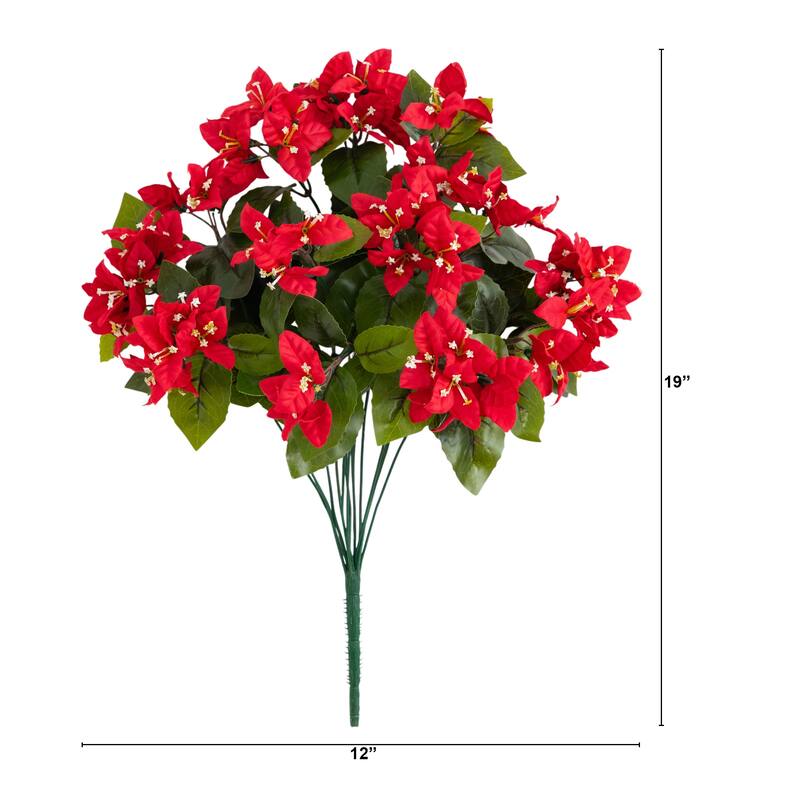 19-in UV Resistant Artificial Bougainvillea Bush - Set of 4