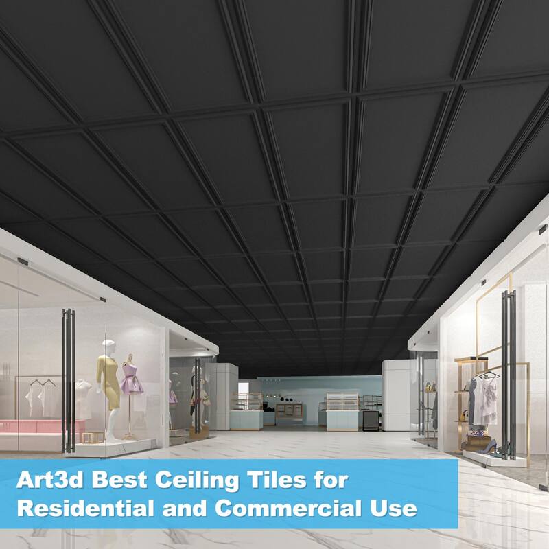 Art3d 24"x48" 3D PVC Wall & Ceiling Panels, Set of 12, Covers 96 Sq.Ft