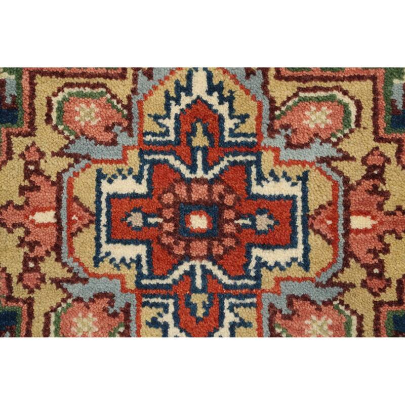 Hand Knotted Oriental 100% Wool Carpet Traditional Medallion Navy Blue & Blues Heriz (serapi) Area Rug - 5' 0'' X 3' 0''