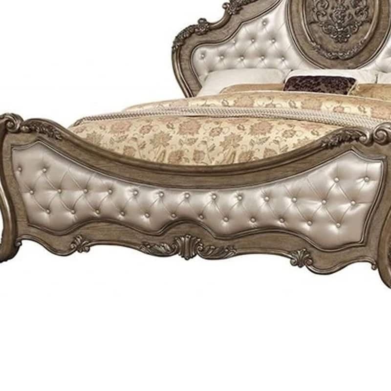 Traditional Elegant Style Queen Size Arched Panel Bed, Brown