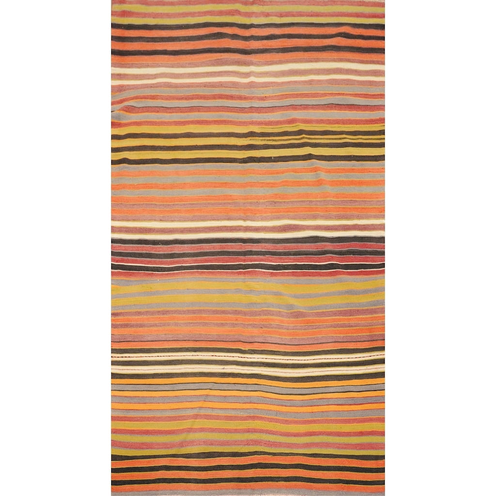 Hand Woven Oriental 100% Wool Carpet Southwestern Geometric Oranges & Rust Kilim Area Rug - 9' 10'' X 5' 4''