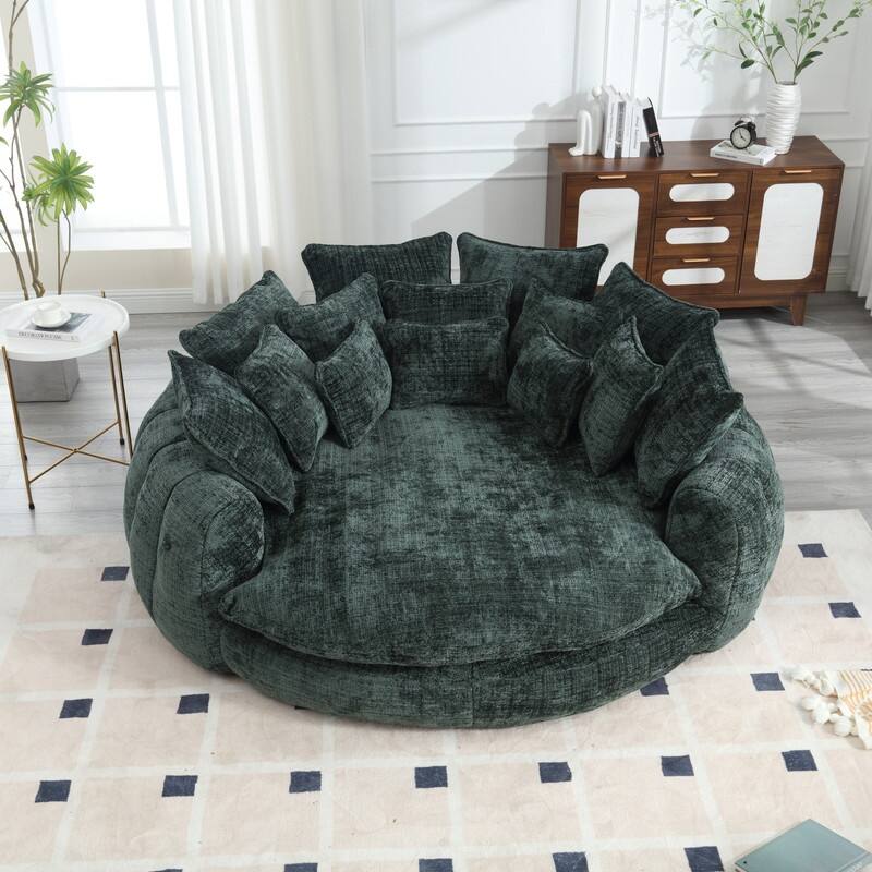 81.10" Double Bread Extra Large Round Sofa Bed with Armrests and Large Cushions