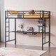 preview thumbnail 5 of 13, Black Metal Bed Frame With Table Shelf Elevated Bed Iron Bed - (78 x 38.5 x 71.7)"(L x W x H)