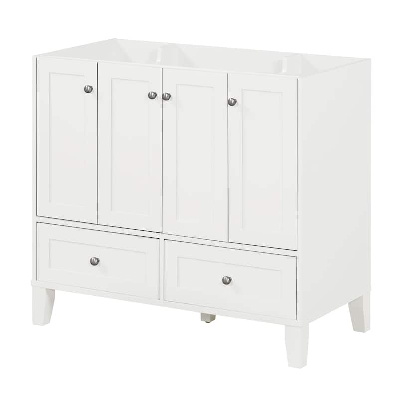 Modern 36-Inch Bathroom Vanity Storage Cabinet, Solid Wood Frame, Adjustable Shelves, Soft-Close Doors