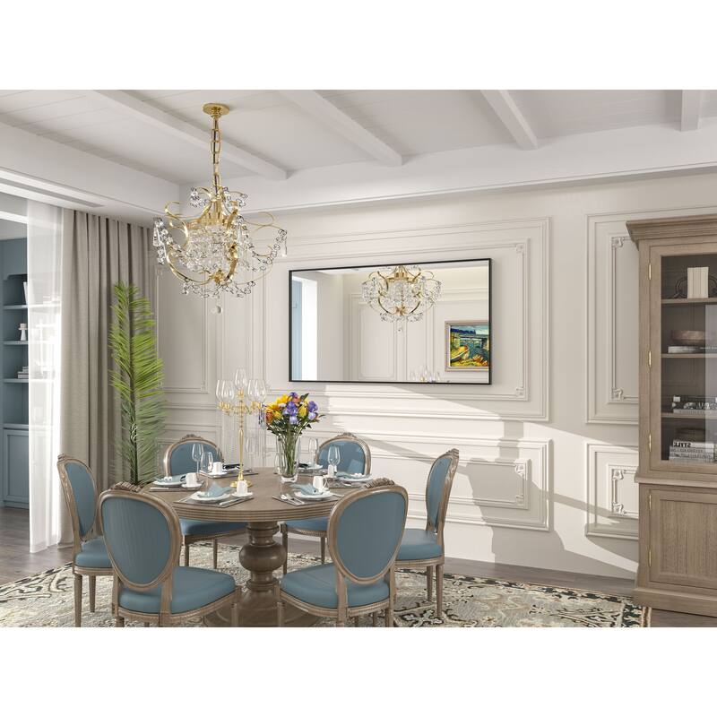 Aluminum Alloy Framed French Cleat Mounted Tempered Glass Wall Vanity Mirror