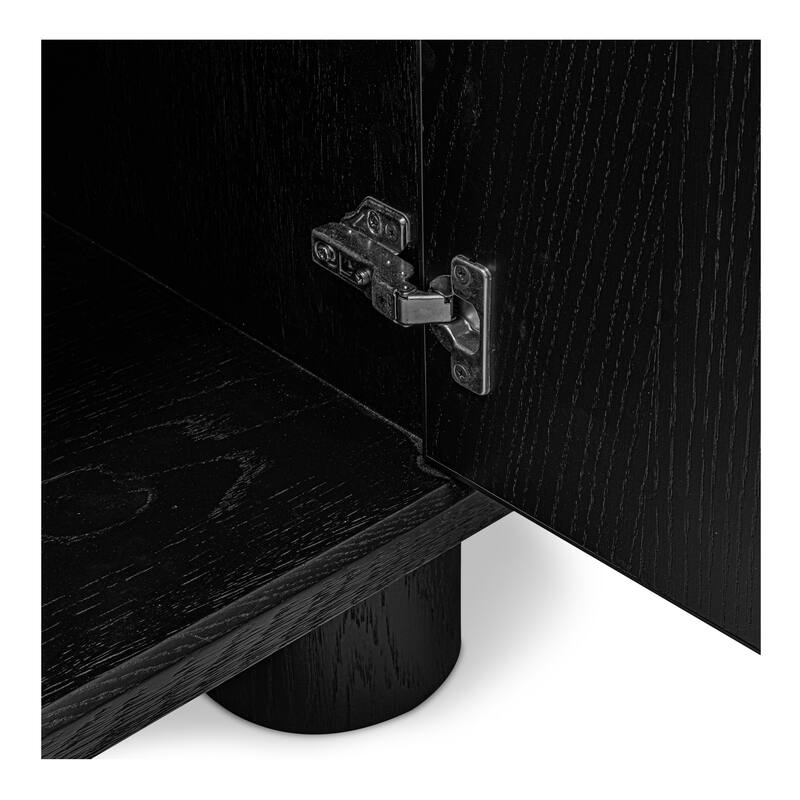 Title: NADAAL STUDIOS Alarno Sideboard, Black Shagreen Doors, Oak Frame & Gold Metal Detail