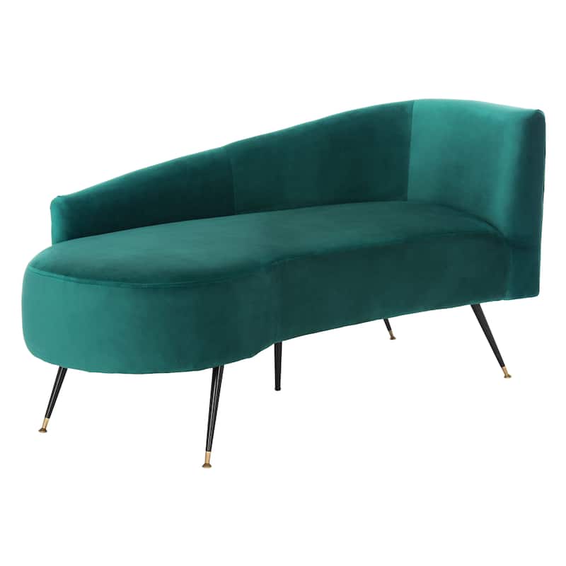 SAFAVIEH Helgrit Black/Gold Velvet Retro Glam Settee - 57.5" W x 27" D x 28" H - 58Wx27Dx28H