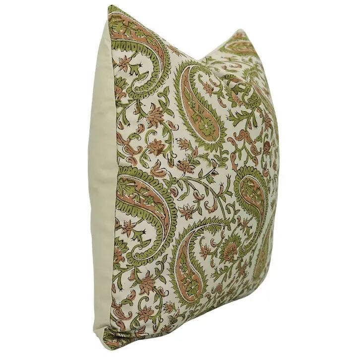 Bohemian Block Print Cotton Satin Pillow Cover- Kiara