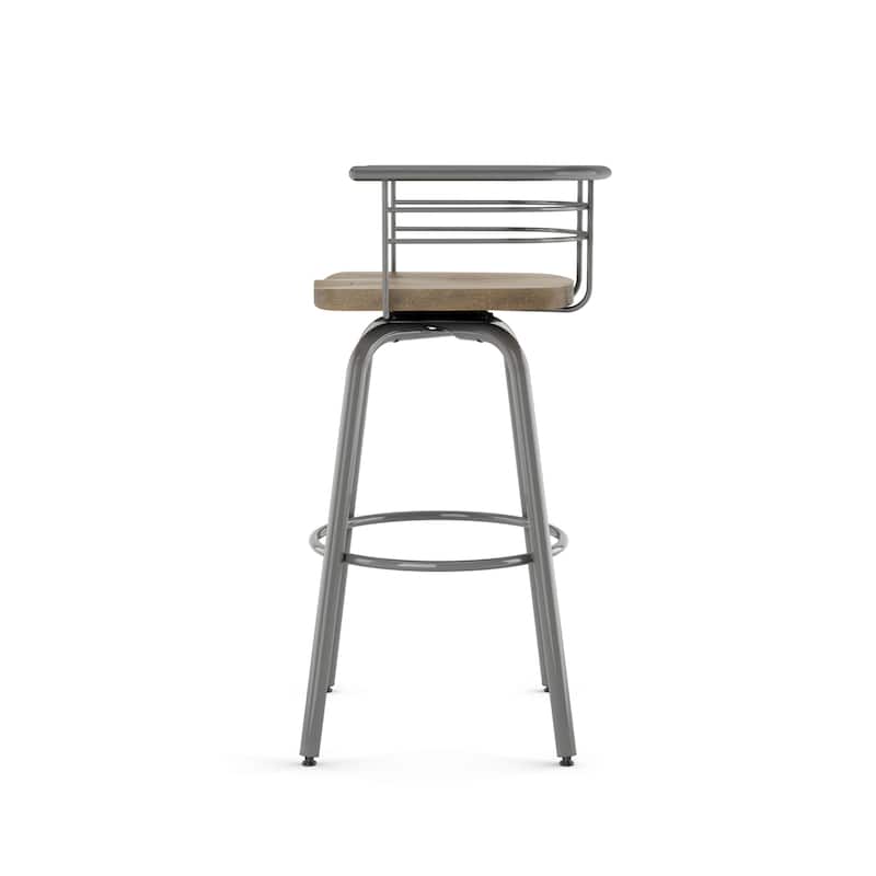 Amisco Brisk Swivel Counter Stool with Distressed Wood Seat