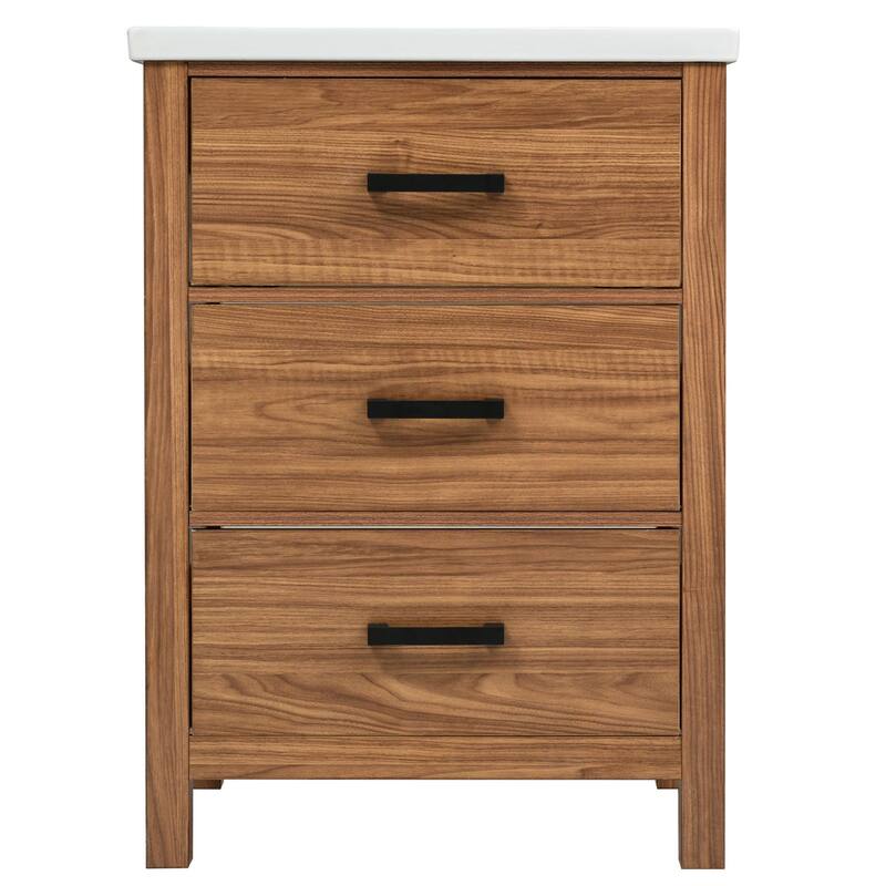 24 Inch MDF Freestanding Bathroom Vanity Set with Integrated Ceramic Sink - 24 inch