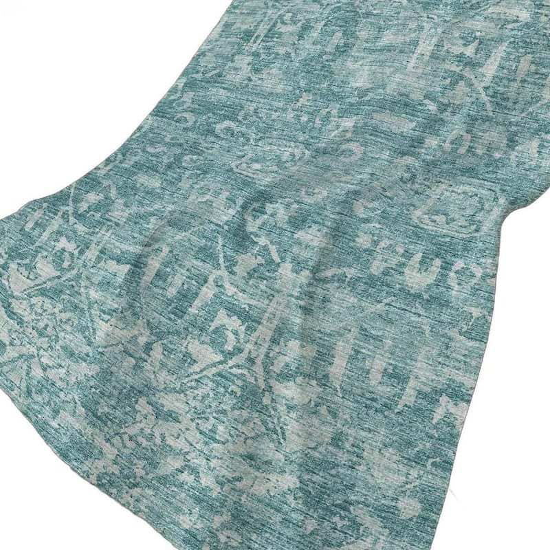 HomeRoots 50" X 70" Blue And Ivory Damask Plush Throw Blanket