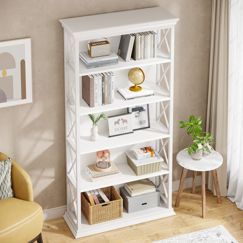 5-Tier Industrial Bookcase, 71 Inches Bookshelves and Bookcases