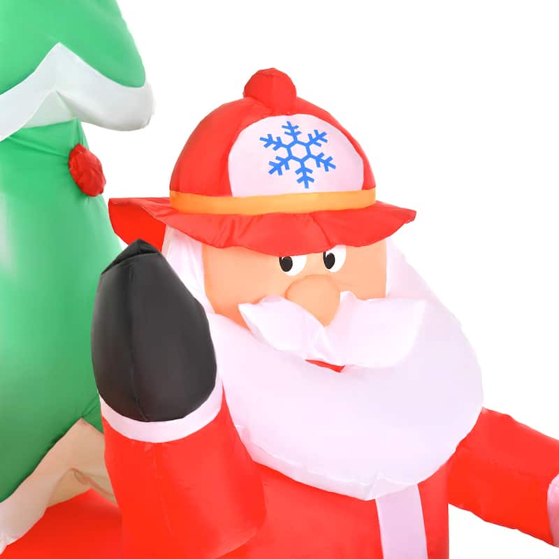 HOMCOM 7.5 ft. Santa Inflatable Christmas Decoration with Fire Truck, Fun Holiday Decor, Large Christmas Decoration