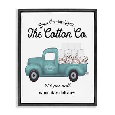 Stupell Toilet Paper Cotton Co Delivery Truck Bathroom Word Design Floater Frame - Blue