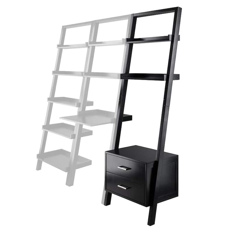Bellamy 2-Drawer Leaning Shelf, Black - 22.99 x 15.98 x 69.36 inches