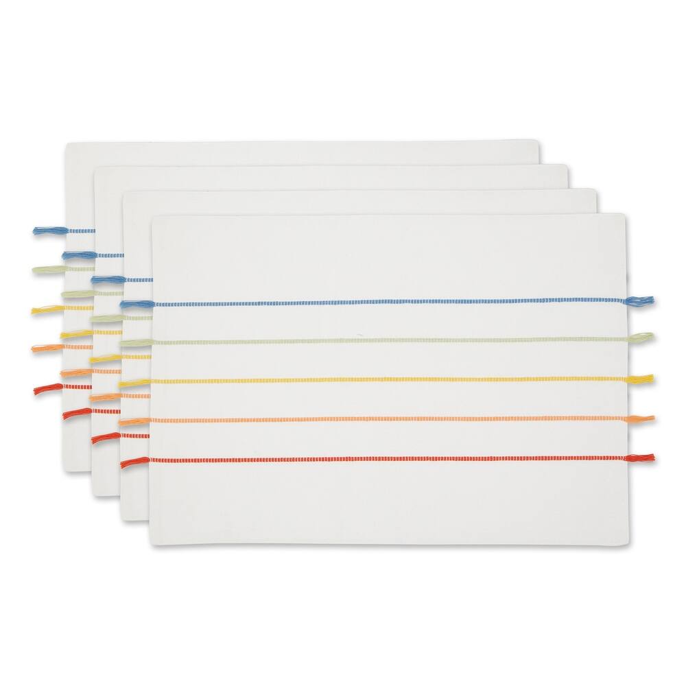 Rainbow Stripe Tassel Placemat (Set of 4) - Placemat Set, 13x19"