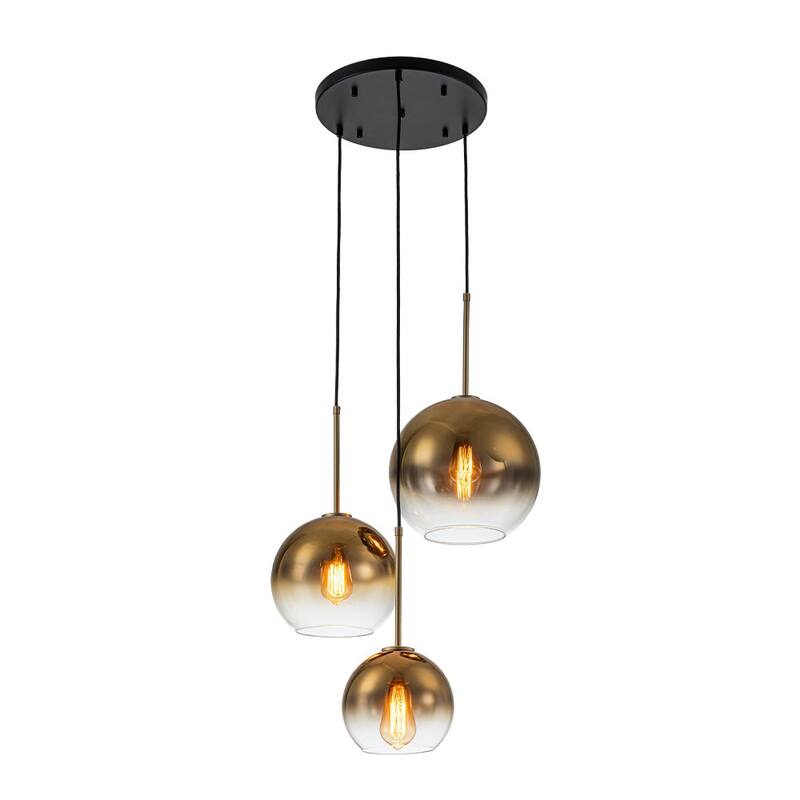 3-Light Round Polished Glass Globe Bubble Pendant Light
