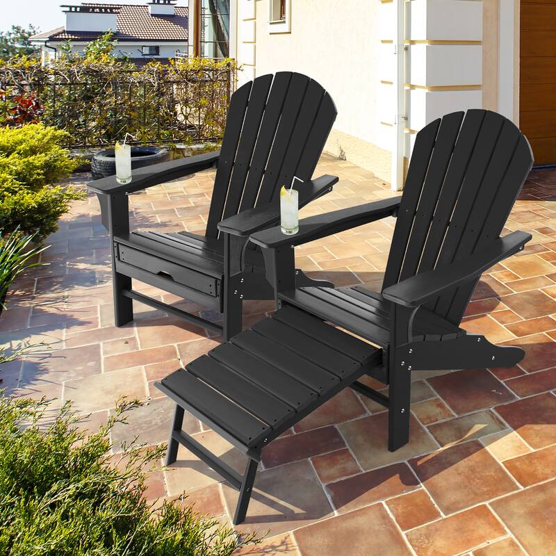 Costway 2 PCS Outdoor Patio HDPE Adirondack Chair Beach Seat - 29''x 53''x 37.5''