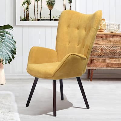 Velvet Armchair, Contemporary Wingback Vanity Tufted Accent Upholstered Leisure Chair with High Back and Armrest