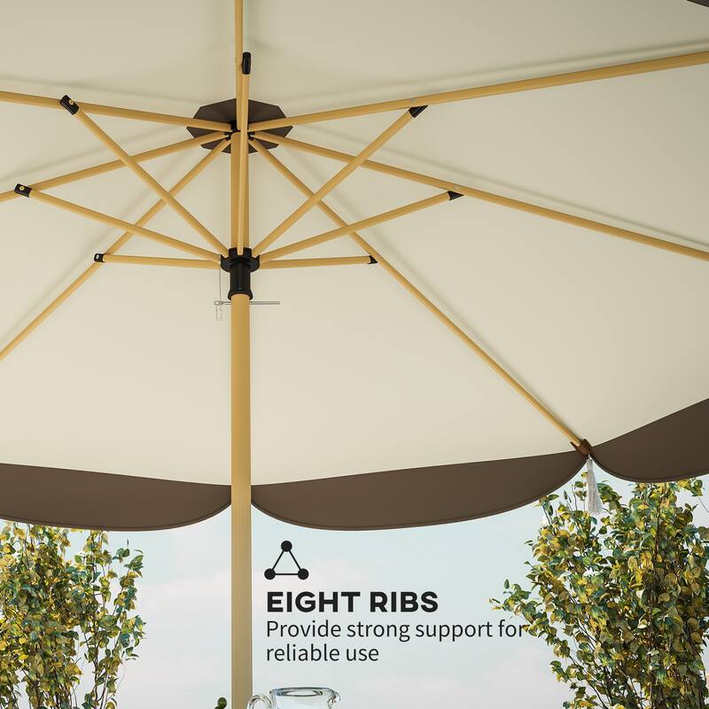 8.7 ft Cream White Outdoor Patio Umbrella with Vent Top and Steel Ribs Adjustable Two-Section Pole - Dia 8.7' x 7.7' H