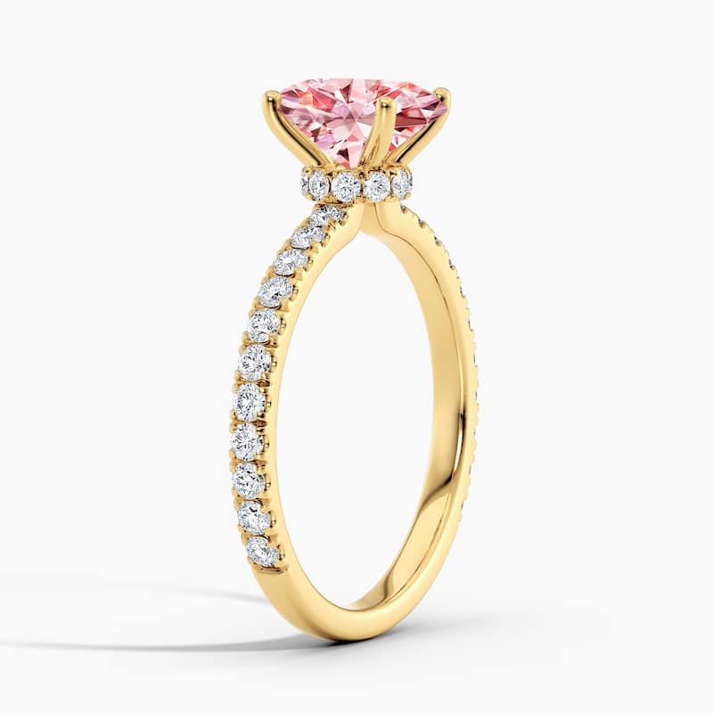Auriya 14k Gold Oval Lab Grown Ribbon Halo Engagement Ring 0.50 to 2.50 ct. tw. (Pink, VS-SI)