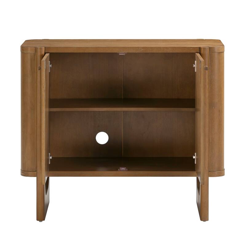 Solace Mid Century Modern Cabinet, Storage Accent Cabinet or TV Stand with Doors, Solid Wood Legs and Adjustable Shelf