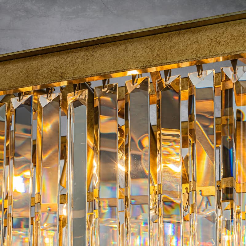 CraftHome 12-Light Mid-Century Modern Gold Fringe Crystal Chandelier for Dining Room