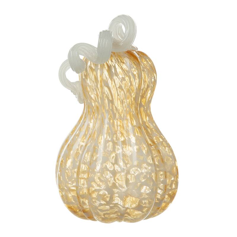 Glitzhome Fall Harvest Handblown Glass Pumpkins Set Thanksgiving Table Centerpieces
