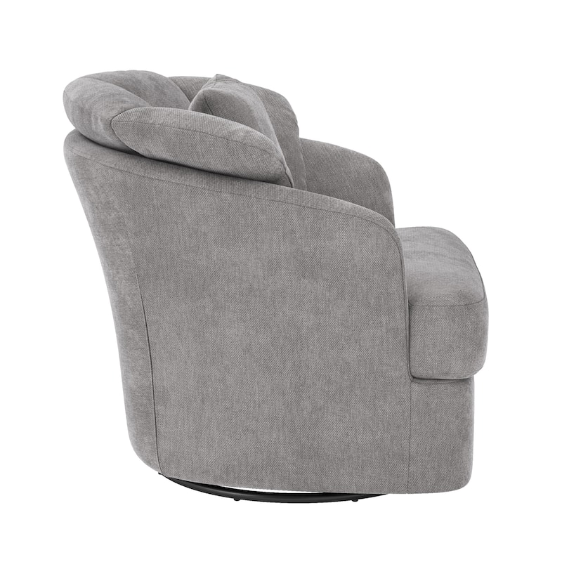 Upholstered Swivel Accent Chair Barrel Armchair Metal Frame with Pillows Living Room Chair