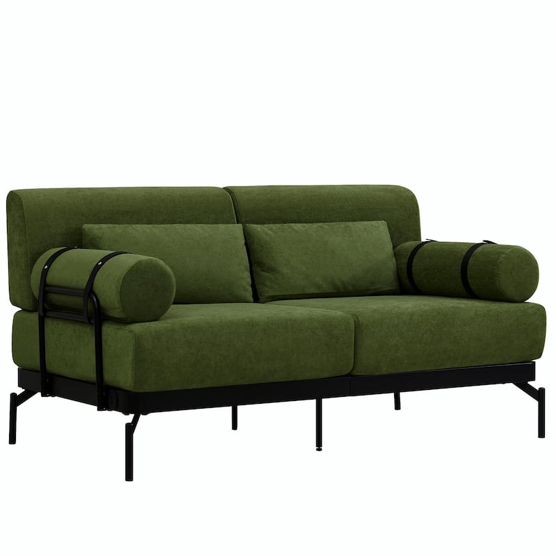 Modern Loveseat Sofa 59" Sofa Couch 2-Seater with Flexible USB Ports and Unique Cylindrical Armrests