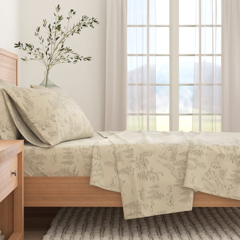 Linery & Co. Ultra-Soft Turkish Cotton Flannel Christmas Print Sheet Set