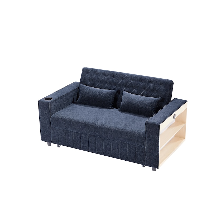 Roomfitters 61.4" Pull-Out Convertible Loveseat Sofa Bed with Adjustable Backrest for Living Room