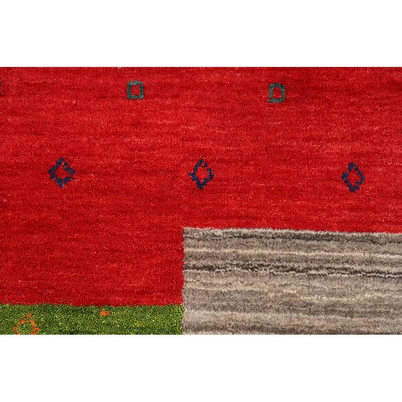 Striped Gabbeh Indian Area Rug Handmade Multi-Color Wool Carpet - 8'1"x 9'7"
