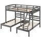 preview thumbnail 5 of 7, Full over Twin & Twin Bunk Bed,Triple Bunk Bed,Three Beds in One,Made of Solid Pine Wood and High Quality MDF