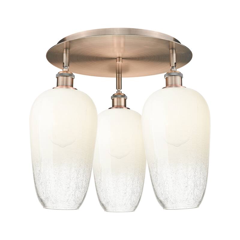 Innovations Lighting Endless Possibilities Ballston - Brookhaven Flute - 3 Light 19" Flush Mount - Antique Copper/Opal