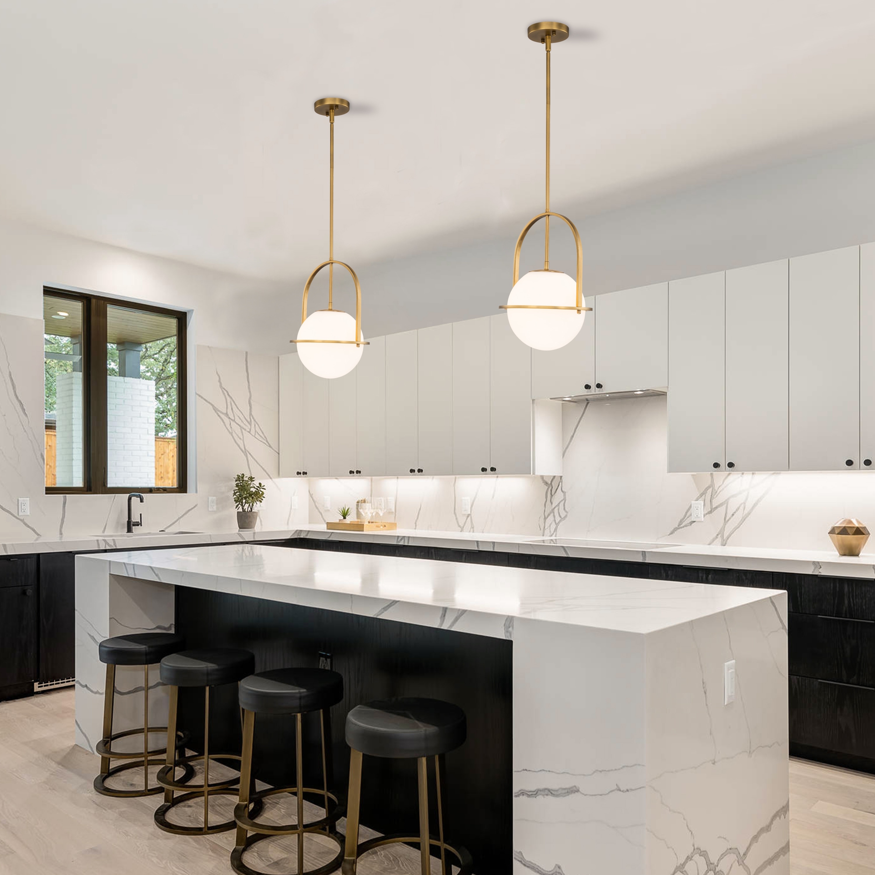 Brass sphere pendant light outlet