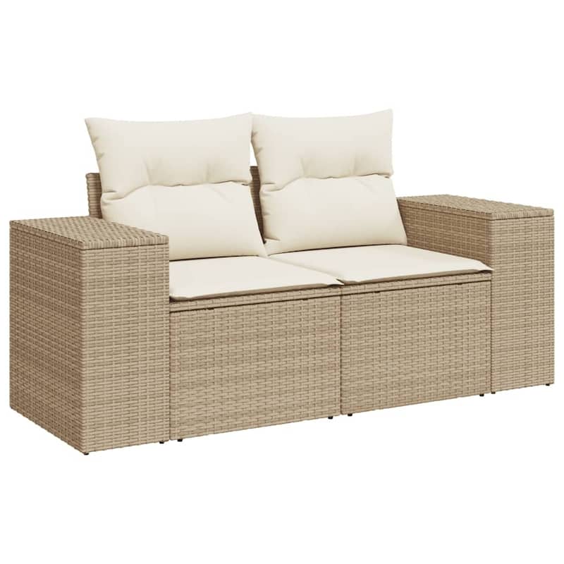 vidaXL Patio Sofa Set with Cushions Outdoor Furniture 5 Piece Poly Rattan