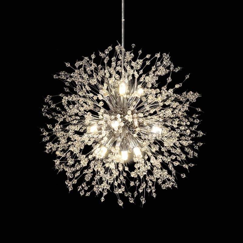 8/9/12/16-Light Modern Linear Sputnik Globe Pendant Starburst Firework Crystal Chandelier - 9-Lights - Silver
