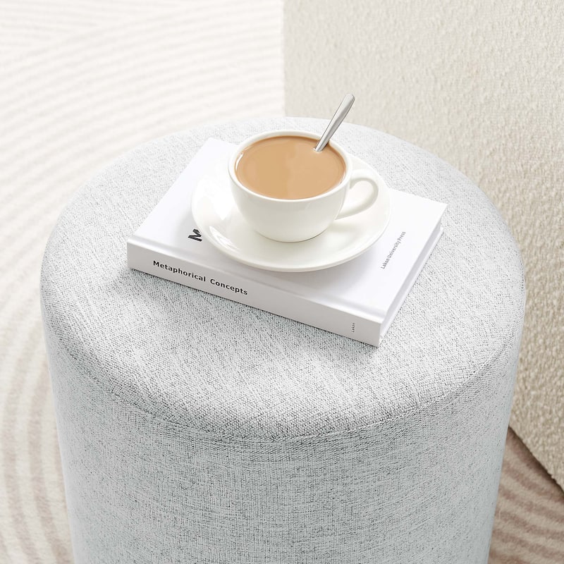 Callum 16"/23"/29"/38" Round Woven Heathered Fabric Upholstered Ottoman