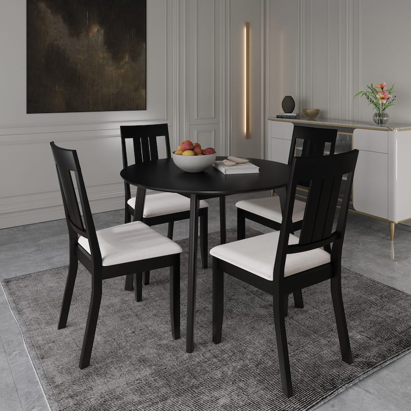 CraftPorch Classic 4-Piece Chair and Round Table Wooden Dining Set