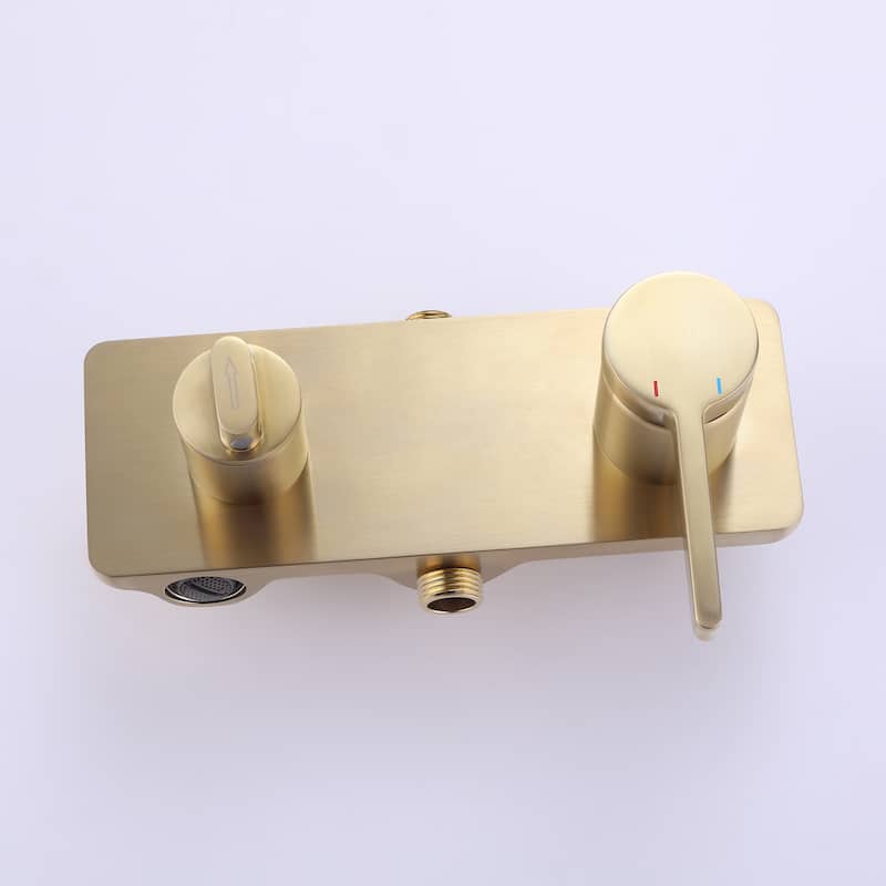 Luxury 10'' Wall Mounted Shower Head Rainfall with Handheld Spray in Brushed Gold