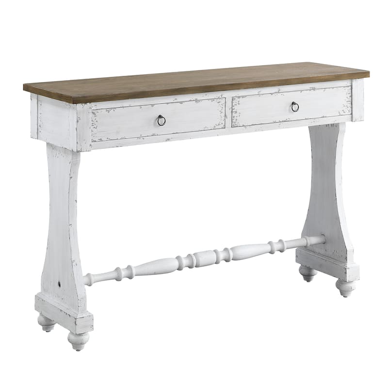 Console Table in Antique White Finish - White - Wood