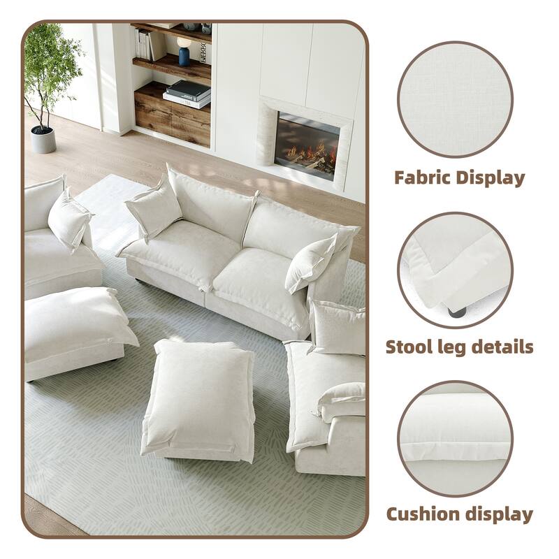 6 Piece Oversized Chenille Comfy Cloud Modular Sectional Sofa Set