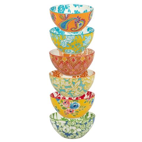 Certified International Damask Floral Assorted Designs All Purpose Bowls, Set of 6