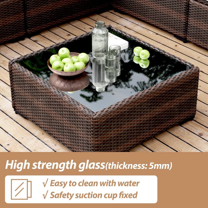 UPHA 9-piece Cushioned Wicker Patio Conversation Seating Set