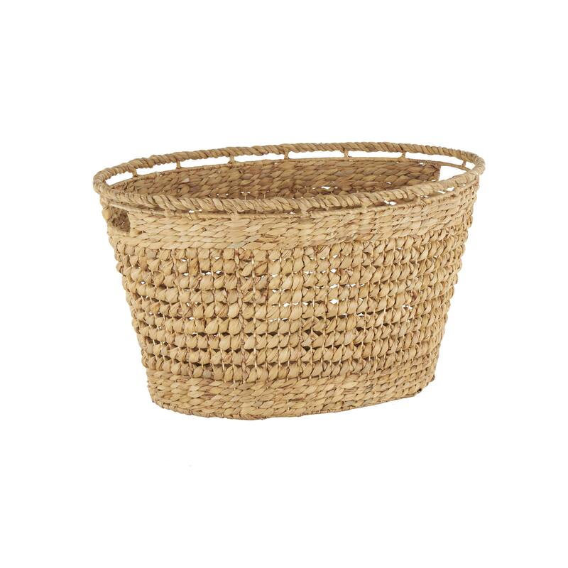 Seagrass Handmade Woven Oval Decorative and Functional Storage Basket with Elevated Rim - Brown - Roche River Decor