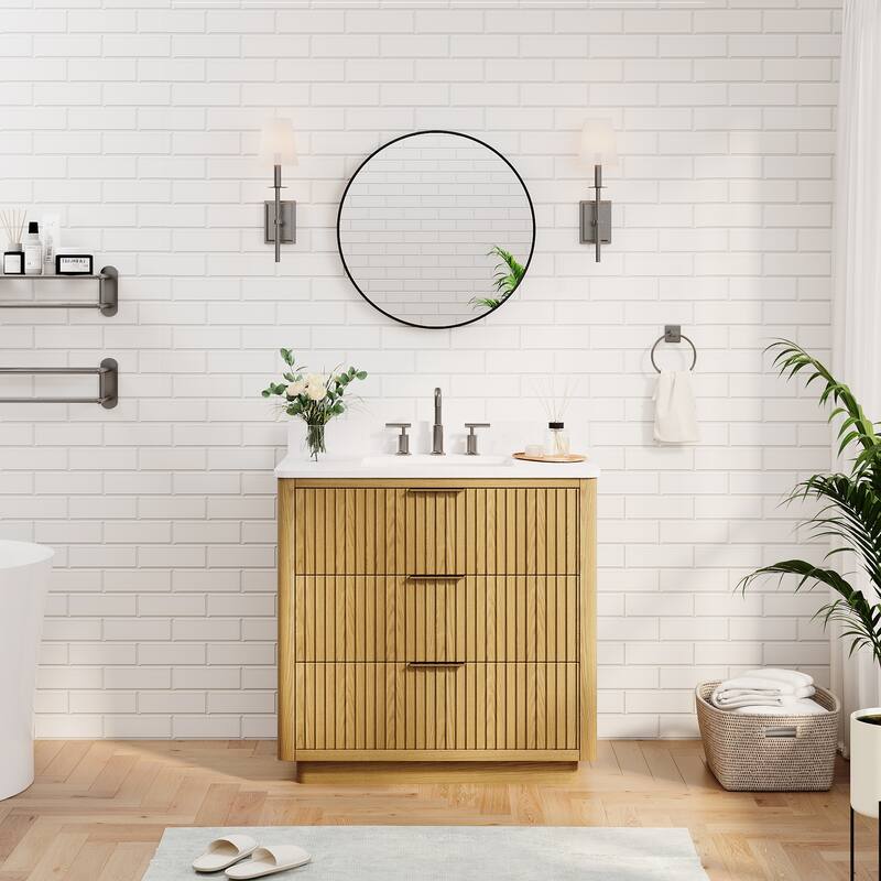Modern Bathroom Wall Mounted Anodized Aluminum Framed Wall Vanity Mirror - 24 in.Wx 24 in.H-Round - Matte Black