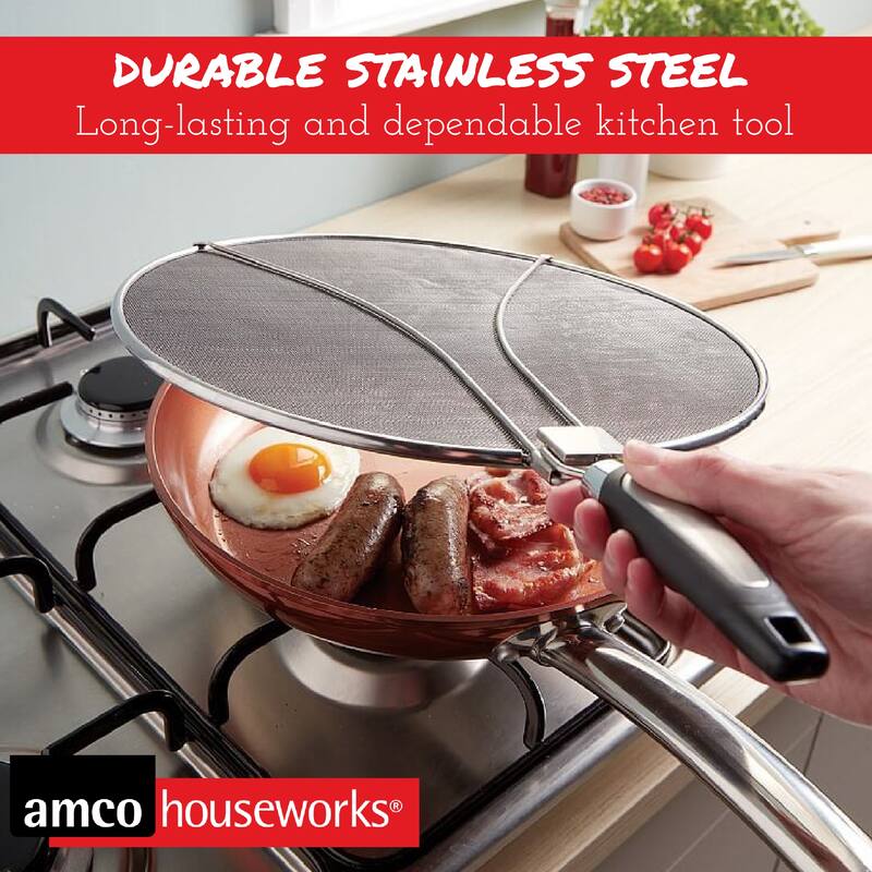 Amco Splatter Screen with Foldable Handles - 13 in