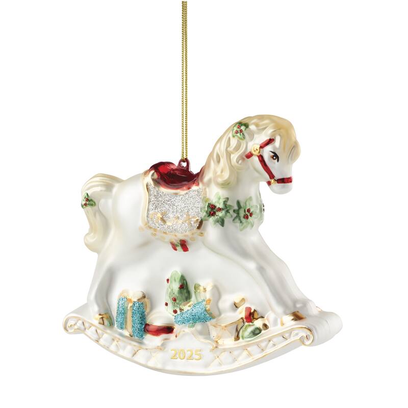 Lenox 2025 Blown Glass Baby's 1st Rocking Horse Ornament