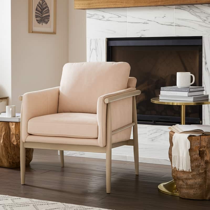 Fabric Armchair Comfortable Supportive Cushions Accent - 31" Ivory - 28" x 30" x 31" - 28" x 30" x 31" - Ivory